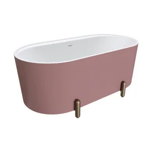 Aluca Freestanding Bath, 1500mm Matte Rouge with Brushed Copper Legs with overflow by Fienza, a Bathtubs for sale on Style Sourcebook