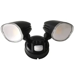 Telbix Clarion 20W LED CCT Twin Head Spotlight with Sensor Black by Telbix, a Outdoor Lighting for sale on Style Sourcebook