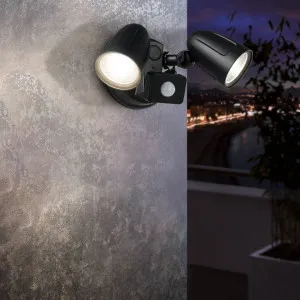 Eglo Chopper 2 Adjustable Double Head Exterior LED Security Spotlight with Sensor Black by Eglo, a Outdoor Lighting for sale on Style Sourcebook