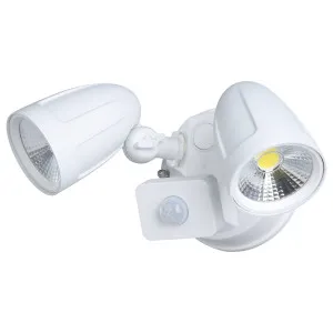 Eglo Chopper 2 Adjustable Double Head Exterior LED Security Spotlight with Sensor White by Eglo, a Outdoor Lighting for sale on Style Sourcebook