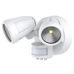 Martec Bandit Adjustable Double Head 3CCT LED Security Spotlight with Sensor White by Martec, a Outdoor Lighting for sale on Style Sourcebook
