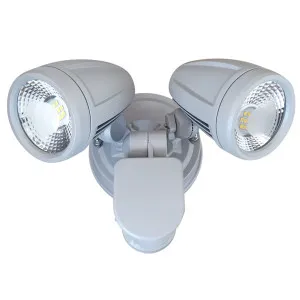 Telbix Illume Twin Exterior LED Spotlight with Sensor Silver by Telbix, a Outdoor Lighting for sale on Style Sourcebook