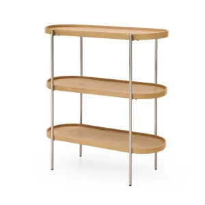 Cleo 3 Tier Shelf 90cm x 80cm Bookcase/Console Natural Ash & Brushed Steel by null, a Bookshelves for sale on Style Sourcebook