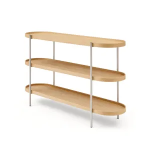 Cleo 3 Tier Shelf 120cm x 80cm Bookcase/Console Natural Ash and Brushed Steel Frame by null, a Bookshelves for sale on Style Sourcebook