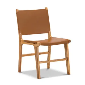 Casey Set of 2 Flat Leather Dining Chairs, Coco Tan by L3 Home, a Dining Chairs for sale on Style Sourcebook