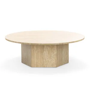 Hexica 100cm Round Coffee Table, Cream Travertine by L3 Home, a Coffee Table for sale on Style Sourcebook