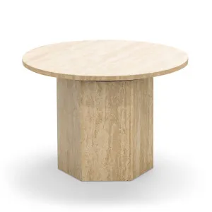 Hexica 60cm Round Coffee Table, Cream Travertine by L3 Home, a Coffee Table for sale on Style Sourcebook