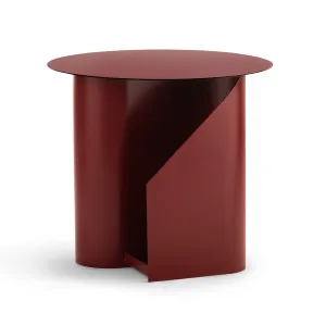 Zeke Round Side Table, Merlot Red by L3 Home, a Side Table for sale on Style Sourcebook