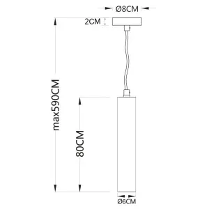 MDA Lighting Toress Slim Cylinder Pendant with Handcrafted Acid Wash Copper Finish Large by MDA Lighting, a Pendant Lighting for sale on Style Sourcebook