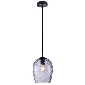 CLA Neta Wine Glass Pendant with Ribbed Shade Smokey Glass by Compact Lamps Australia, a Pendant Lighting for sale on Style Sourcebook