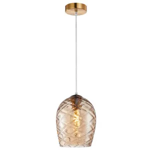 CLA Neta Wine Glass Pendant with Ribbed Shade Amber by Compact Lamps Australia, a Pendant Lighting for sale on Style Sourcebook