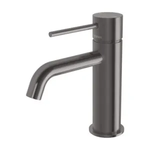Vivid Slimline Basin Mixer Curved Outlet Brushed Carbon Lead Free In Grey By Phoenix by PHOENIX, a Bathroom Taps & Mixers for sale on Style Sourcebook