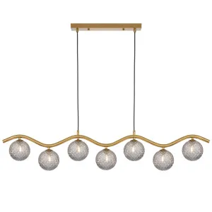 Telbix Orton Antique Gold 7 Light Pendant Smoke Tear by Telbix, a Pendant Lighting for sale on Style Sourcebook