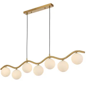 Telbix Orton Antique Gold 7 Light Pendant Opal Matte by Telbix, a Pendant Lighting for sale on Style Sourcebook