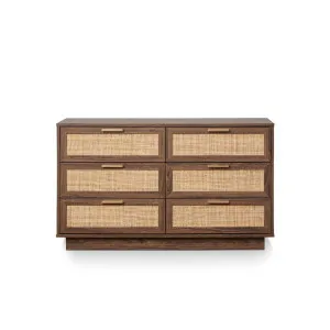 Noosa Rattan Six Drawer - Walnut - Mocka by Mocka., a Dressers & Chests of Drawers for sale on Style Sourcebook