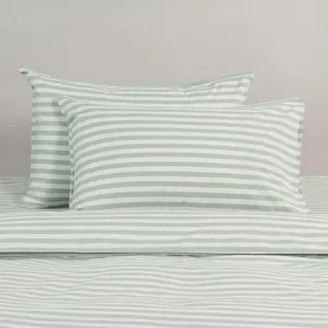 Modella Stripe Quilt Cover Set - 100% Cotton, Super King, Green - Canningvale by Canningvale, a Sheets for sale on Style Sourcebook
