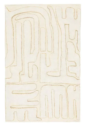 Lola Cream Abstract Cotton Washable Rug by Miss Amara, a Shag Rugs for sale on Style Sourcebook