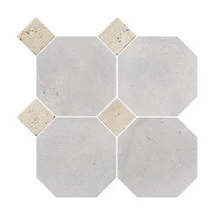 Canterbury Natural Limestone Octagon Grey Honed with Marfil Dot by Beaumont Tiles, a Marble Look Tiles for sale on Style Sourcebook