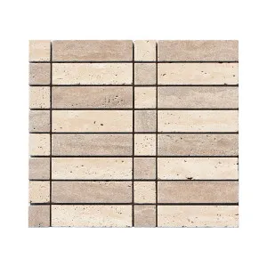 Piano Natural Travertine Mix Tumbled Mosaic by Beaumont Tiles, a Mosaic Tiles for sale on Style Sourcebook