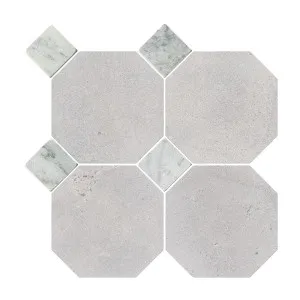 Canterbury Natural Limestone Octagon Grey Honed with Bianco Dot by Beaumont Tiles, a Marble Look Tiles for sale on Style Sourcebook