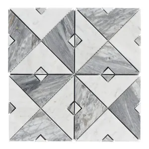 Silhouette Natural Marble Duomo Bianco & Carrara Grey Mix Honed Mosaic by Beaumont Tiles, a Mosaic Tiles for sale on Style Sourcebook