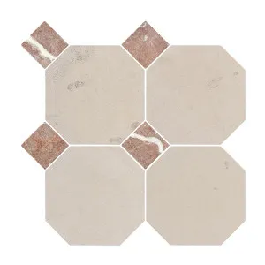 Canterbury Natural Limestone Octagon Beige-Oct Honed with Rosso Dot by Beaumont Tiles, a Marble Look Tiles for sale on Style Sourcebook