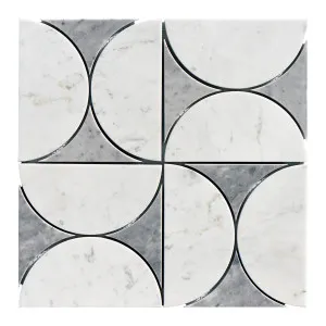 Silhouette Natural Marble Orbit Bianco & Carrara Grey Mix Honed Mosaic by Beaumont Tiles, a Mosaic Tiles for sale on Style Sourcebook