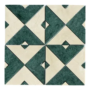 Silhouette Natural Marble Duomo Crema Marfil & Taj Green Mix Honed Mosaic by Beaumont Tiles, a Mosaic Tiles for sale on Style Sourcebook