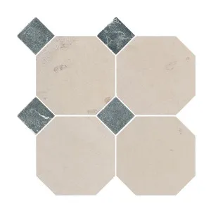 Canterbury Natural Limestone Octagon Beige-Oct Honed with Nero Dot by Beaumont Tiles, a Marble Look Tiles for sale on Style Sourcebook