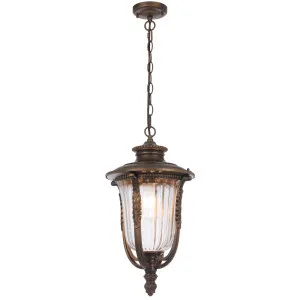 Telbix Ramiro Large Outdoor Lantern Pendant with Textured Glass and Multiple Suspension Bronze by Telbix, a Pendant Lighting for sale on Style Sourcebook