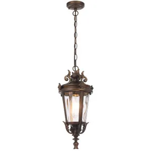 Telbix Pedral Classic Outdoor Lantern Pendant with Textured Glass and Multiple Suspension Bronze by Telbix, a Pendant Lighting for sale on Style Sourcebook