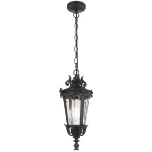 Telbix Pedral Classic Outdoor Lantern Pendant with Textured Glass and Multiple Suspension Black by Telbix, a Pendant Lighting for sale on Style Sourcebook