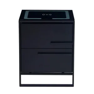 Isha Smart Bedside Table with Wireless Charger in Black by Luxo Furniture, a Bedside Tables for sale on Style Sourcebook