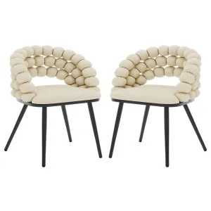 Claudine Velvet Curved Dining Chair Set of 2 in Oatmeal by Luxo Furniture, a Dining Chairs for sale on Style Sourcebook