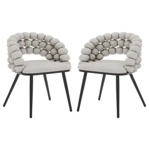 Claudine Velvet Curved Dining Chair Set of 2 in Warm Grey by Luxo Furniture, a Dining Chairs for sale on Style Sourcebook