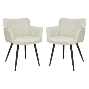 Anthony Linen Dining Chair with Arms Set of 2 in Beige by Luxo Furniture, a Dining Chairs for sale on Style Sourcebook