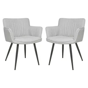Anthony Linen Dining Chair with Arms Set of 2 in Light Grey by Luxo Furniture, a Dining Chairs for sale on Style Sourcebook