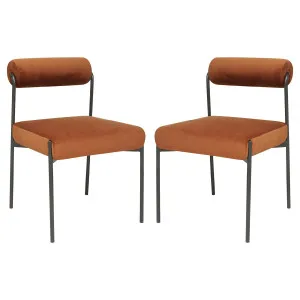 Alona Modern Velvet Dining Chair Set of 2 in Terracotta by Luxo Furniture, a Dining Chairs for sale on Style Sourcebook