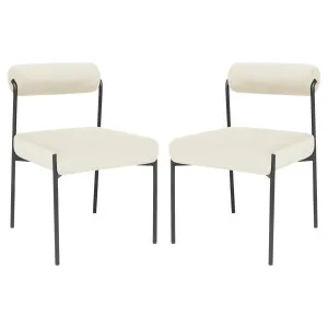 Alona Modern Velvet Dining Chair Set of 2 in Cream White by Luxo Furniture, a Dining Chairs for sale on Style Sourcebook
