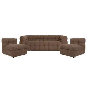 Norah 5-Seater Boucle Sofa Set with Armless Chairs in Chocolate Brown by Luxo Furniture, a Sofas for sale on Style Sourcebook