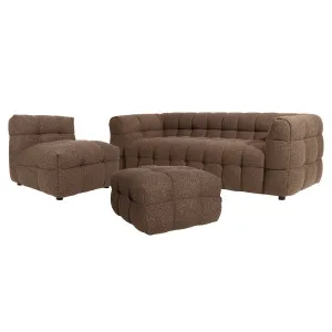 Norah 5 Seater Boucle Sofa Set With Ottoman in Chocolate Brown by Luxo Living, a Sofas for sale on Style Sourcebook