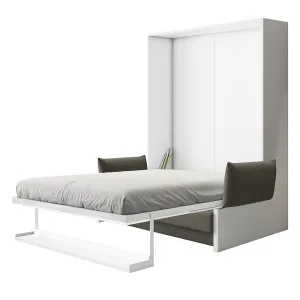 Byron Queen 2-in-1 Foldout Wall Bed & Sofa in White & Grey by Luxo Furniture, a Beds & Bed Frames for sale on Style Sourcebook