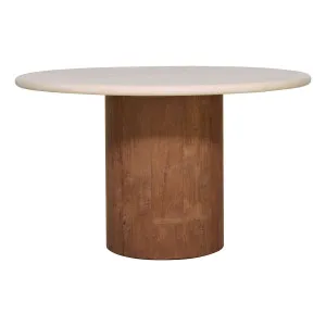 Osman Round Dining Table 130cm in Concrete Render Mocha / Reclaimed Teak by OZ Design, a Dining Tables for sale on Style Sourcebook