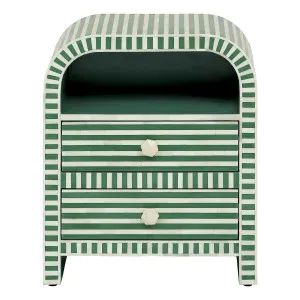 Lotus Bedside Table in Resin Green / Bone Inlay White by OZ Design, a Bedside Tables for sale on Style Sourcebook