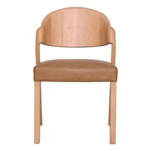 Ridley Dining Chair in Urbane Leather Light Brown / Clear by OZ Design, a Dining Chairs for sale on Style Sourcebook