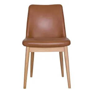 Alaska Dining Chair in Jersey Leather Camel / Clear Lacquer by OZ Design, a Dining Chairs for sale on Style Sourcebook