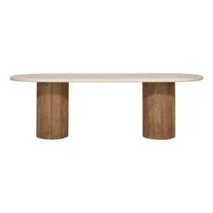 Osman Oval Dining Table 240cm in Concrete Render Mocha / Reclaimed Teak by OZ Design, a Dining Tables for sale on Style Sourcebook