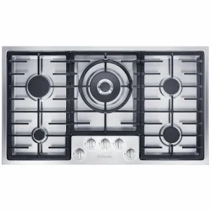 Miele 90cm 5 Burner Natural Gas Cooktop with Dual Wok Burner and QuickStart Controls Stainless Steel KM2357-1 by Miele, a Cooktops for sale on Style Sourcebook