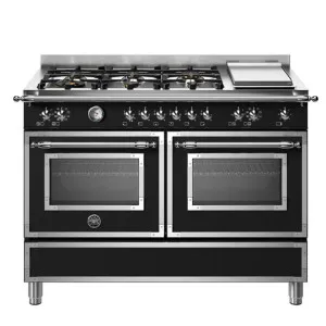 Bertazzoni 120cm Heritage Series 6 Burner + Griddle Plate Matte Black Dual Fuel Freestanding Oven HER126G2ENET by Bertazzoni, a Cooktops for sale on Style Sourcebook