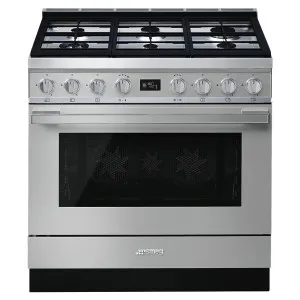 Smeg 90cm Portofino Freestanding Dual Fuel Oven/Stove Stainless Steel CPF9GPXA by Smeg, a Cooktops for sale on Style Sourcebook